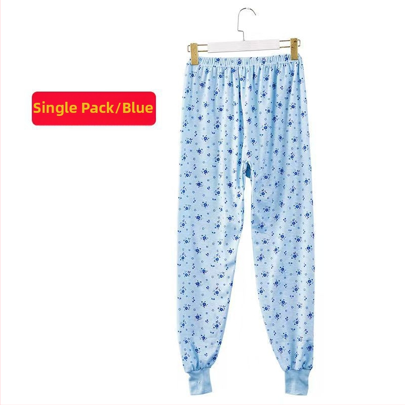 Дамски дълги домашни панталони с флорален принт, ниска талия, памук с полиестрова подплата, cropped дължина, дишащи и умерено топли