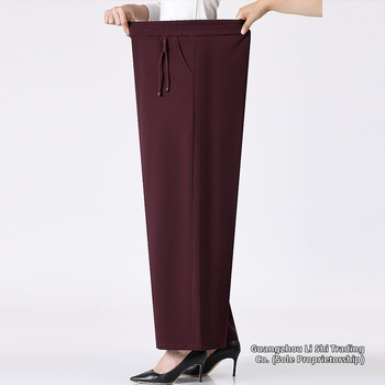 Дамски панталони с широки крачоли за есенно-зимен сезон, удобни и дълги, с еластична талия, ретро стил (TR плат, PVC 90–95%, триацетат <30%, пролет 2025)