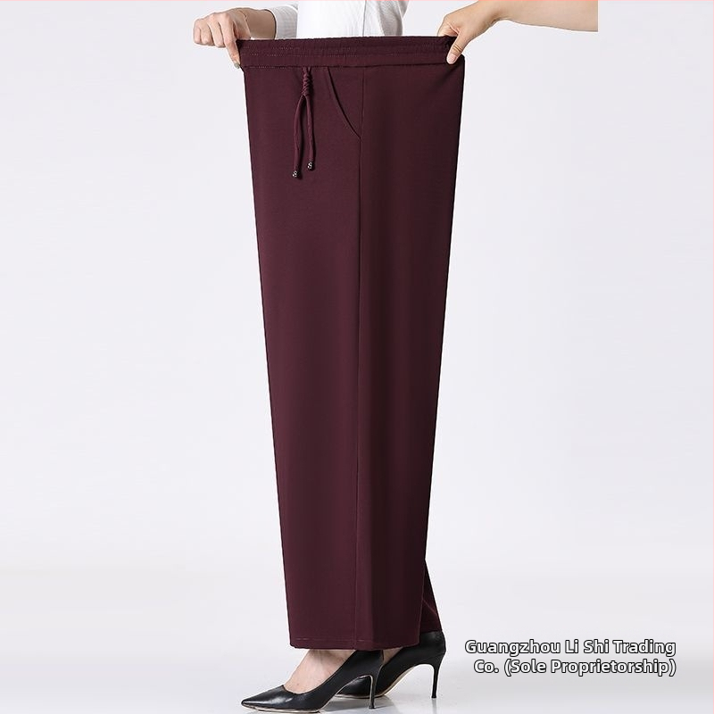 Moterų vidutinio ir vyresnio amžiaus platėnos kelnės, rudens–žiemos, patogios, elastinga juosta, retro stilius (TR audinys, PVC 90–95%, Triacetate <30%, 2025 m. pavasario leidimas)