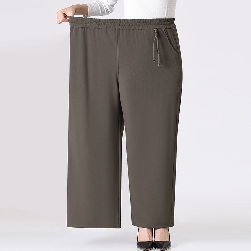 Дамски панталони с широки крачоли за есенно-зимен сезон, удобни и дълги, с еластична талия, ретро стил (TR плат, PVC 90–95%, триацетат <30%, пролет 2025)