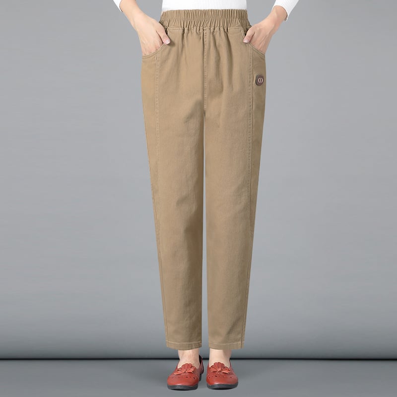 Női pamutnadrág, egyenes szabás, capri hossz, elasztikus derék, vékony anyag, 95% pamut