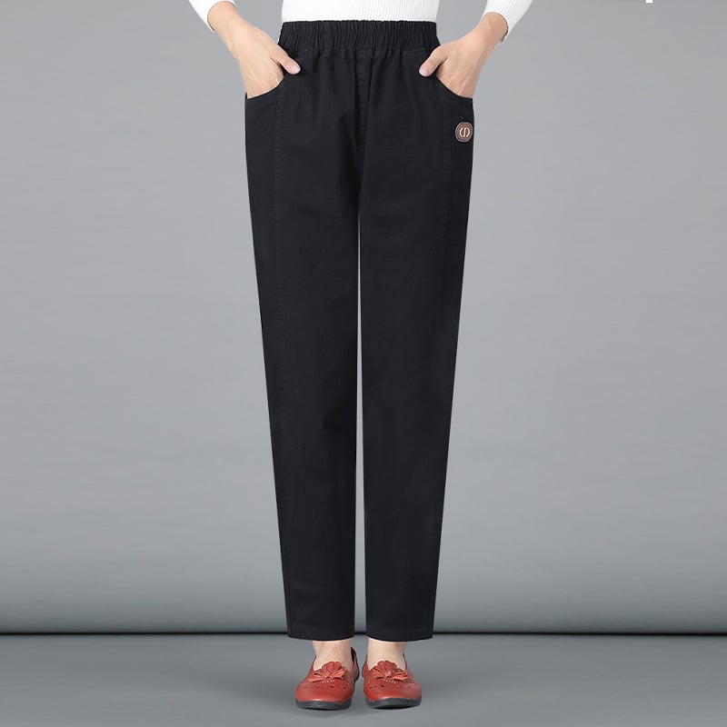 Női pamutnadrág, egyenes szabás, capri hossz, elasztikus derék, vékony anyag, 95% pamut