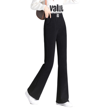 Pantaloni corduroi drepți, talie înaltă, micro-elastic, iarna 2024