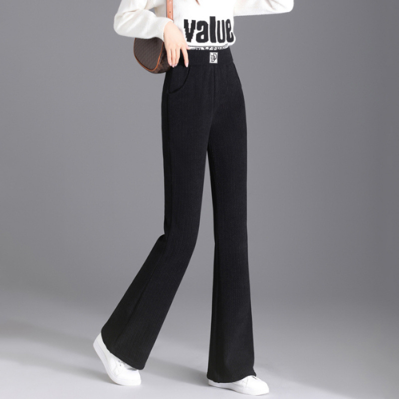 Pantaloni corduroi drepți, talie înaltă, micro-elastic, iarna 2024