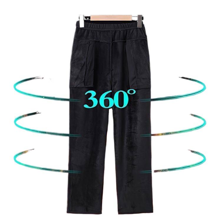 Pantaloni casual din lână, drepti, pentru femei, talie înaltă cu elastic