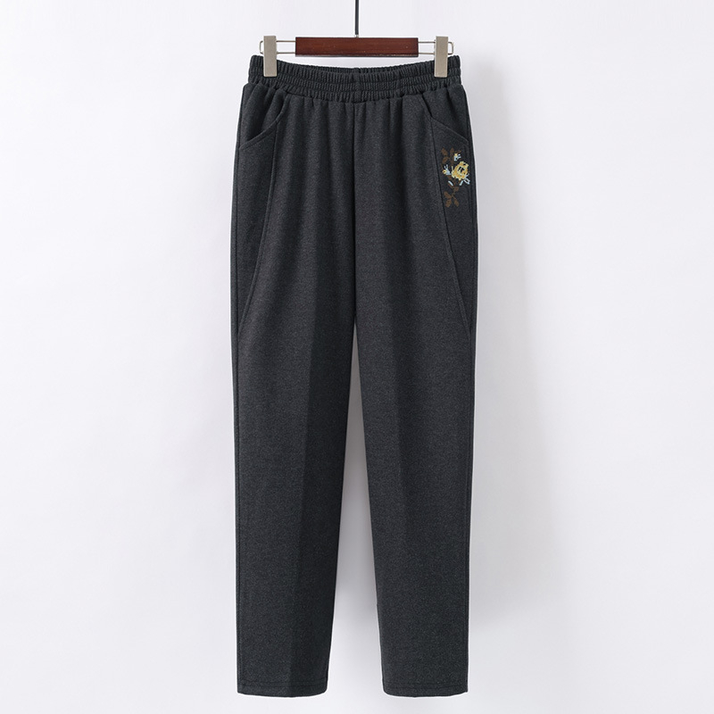 Дамски панталони с подплата от флис, висока талия, права кройка, зимни, дебела материя, ежедневен стил за дамите на средна възраст и по-възрастните