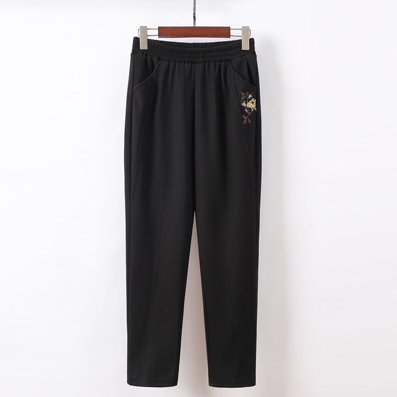 Дамски панталони с подплата от флис, висока талия, права кройка, зимни, дебела материя, ежедневен стил за дамите на средна възраст и по-възрастните