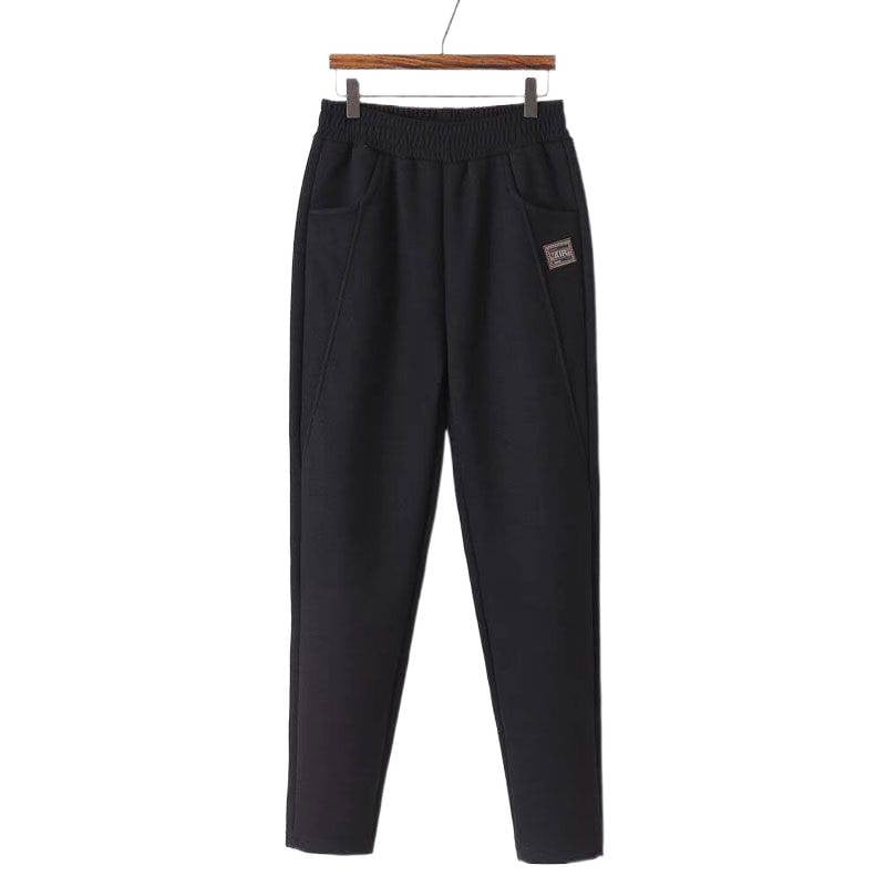 Moteriškos vilnos harėmo kelnės su fliso pamušalu, žieminės kasdienės kelnės