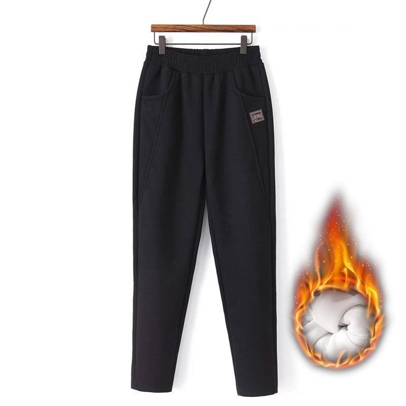 Moteriškos vilnos harėmo kelnės su fliso pamušalu, žieminės kasdienės kelnės