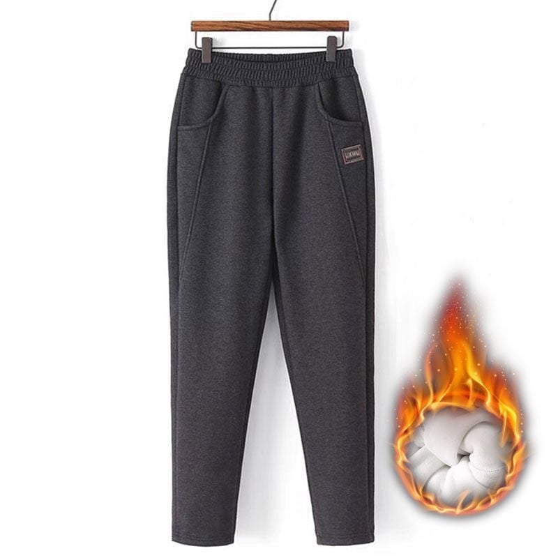 Moteriškos vilnos harėmo kelnės su fliso pamušalu, žieminės kasdienės kelnės