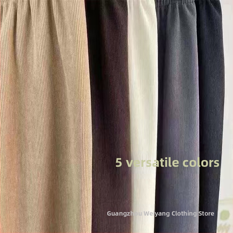 Moteriškos storos žiemos sportinės kelnės su aukštu juosmeniu, laisvas kirpimas, Kapok velūras, elastinės