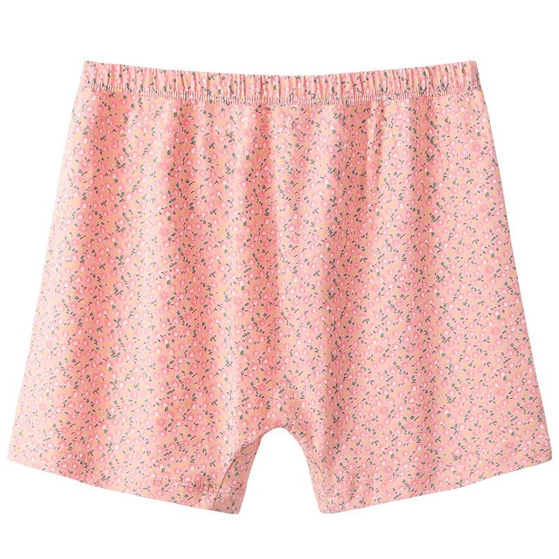 Дамски памучни боксерки с висока талия, свободни, антибактериални, флорални мотиви, плюс размер