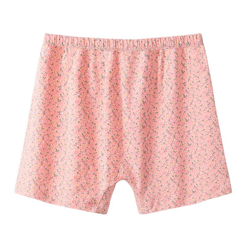 Дамски памучни боксерки с висока талия, свободни, антибактериални, флорални мотиви, плюс размер