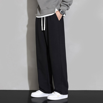 Мъжки спортни панталони, флисово подплатени, прав силует, средна талия, памучна материя, ежедневна употреба