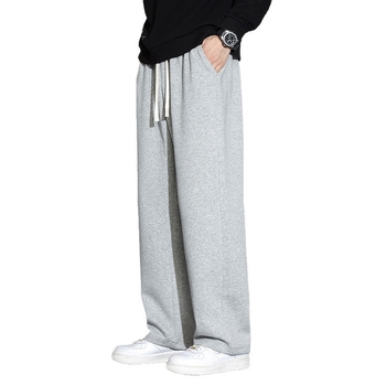 Мъжки спортни панталони, флисово подплатени, прав силует, средна талия, памучна материя, ежедневна употреба