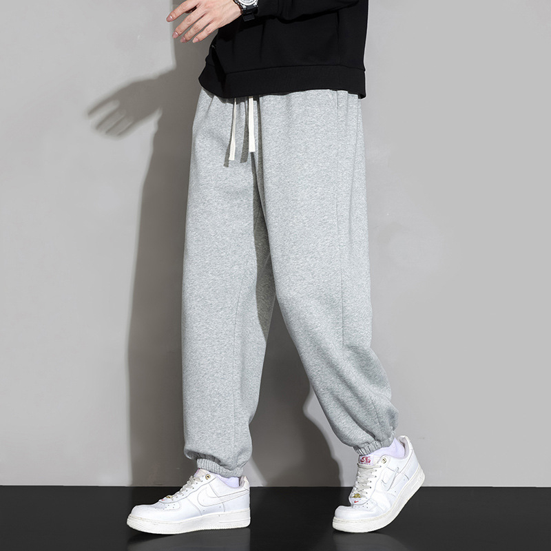 Мъжки спортни панталони, флисово подплатени, прав силует, средна талия, памучна материя, ежедневна употреба