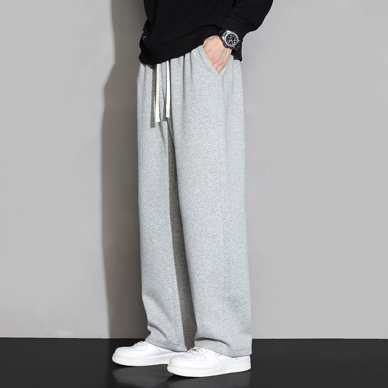 Мъжки спортни панталони, флисово подплатени, прав силует, средна талия, памучна материя, ежедневна употреба