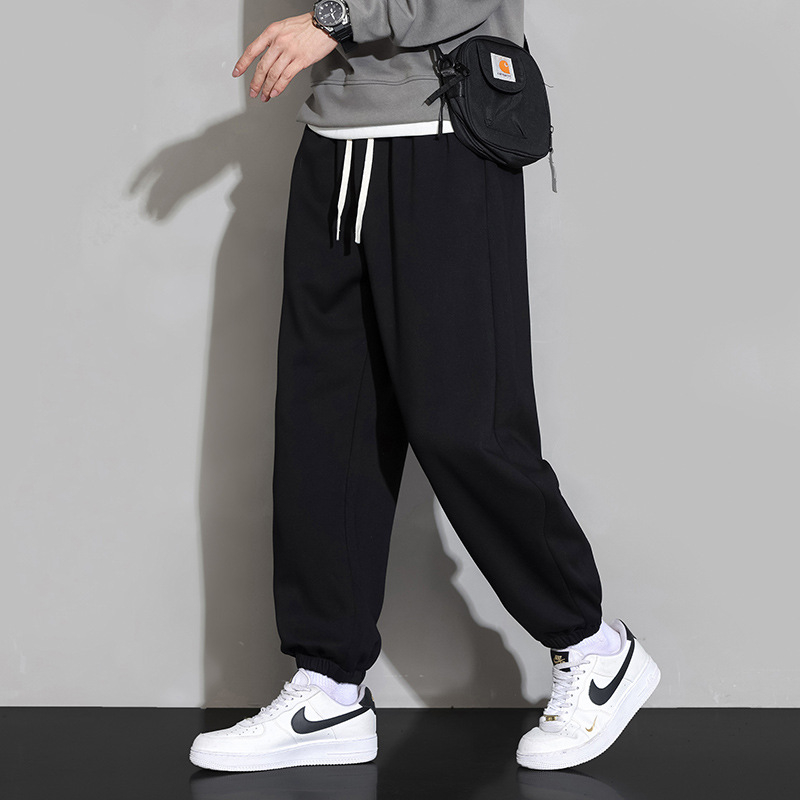 Мъжки спортни панталони, флисово подплатени, прав силует, средна талия, памучна материя, ежедневна употреба