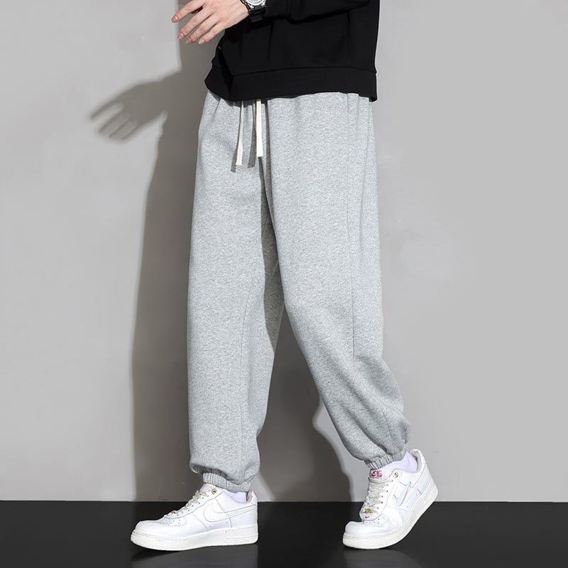 Мъжки спортни панталони, флисово подплатени, прав силует, средна талия, памучна материя, ежедневна употреба