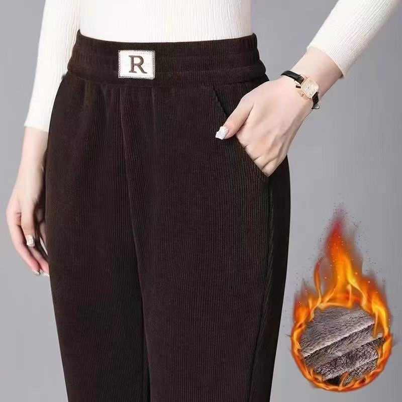 Harem hlače za zrelije žene, visoka struka, zimski stil, Tr tkanina, PVC 90–95% glavna tkanina, Other 30–50% sekundarna, srednja debljina, s etiketama, etiketa na ovratnik