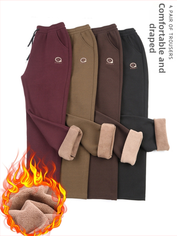 Pantaloni antivânt cu model de pietre, stil de iarnă pentru femei de vârstă mijlocie și în vârstă, croială dreaptă, căptuți cu fleece, microelasticitate