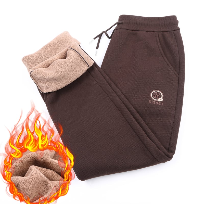 Pantaloni antivânt cu model de pietre, stil de iarnă pentru femei de vârstă mijlocie și în vârstă, croială dreaptă, căptuți cu fleece, microelasticitate