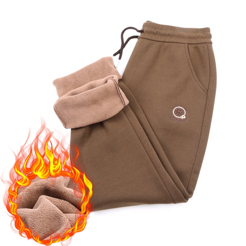 Pantaloni antivânt cu model de pietre, stil de iarnă pentru femei de vârstă mijlocie și în vârstă, croială dreaptă, căptuți cu fleece, microelasticitate