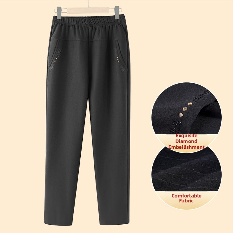 Pantaloni largi pentru femei, stil casual japonez/koreean, poliester 95% + spandex 5%, microelasticitate, grosime medie