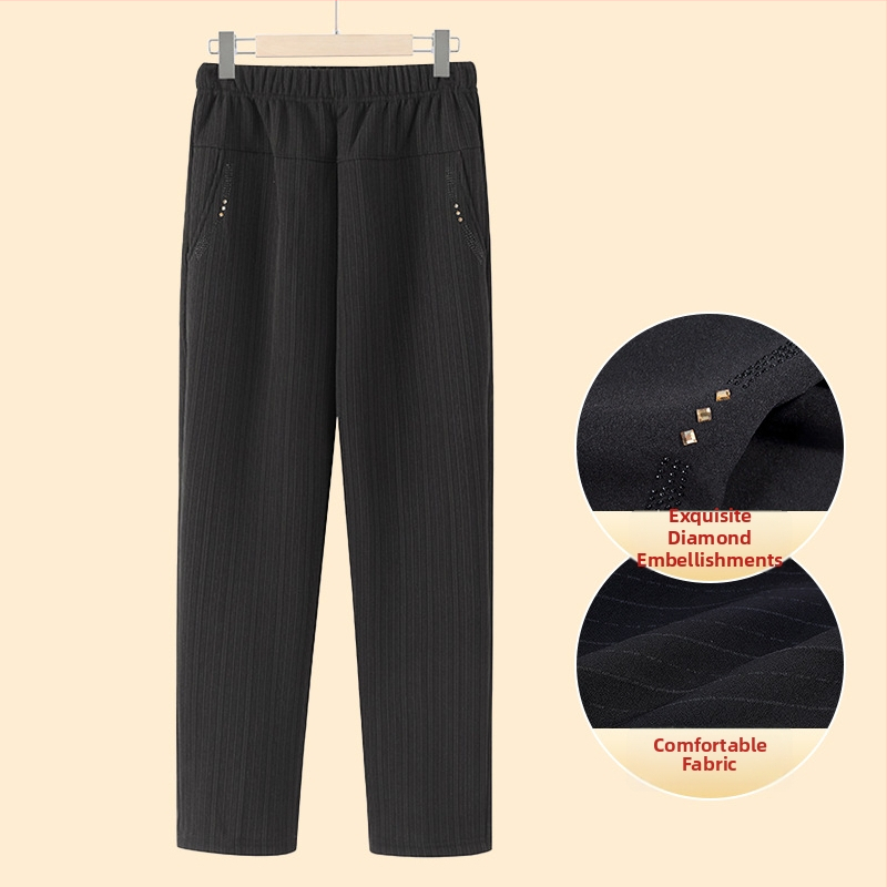 Pantaloni largi pentru femei, stil casual japonez/koreean, poliester 95% + spandex 5%, microelasticitate, grosime medie