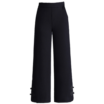 Ženske široke hlače od poliestera, visoki struk, debela tkanina, duljina 9/10, elegantan gradski stil, jesen 2024.