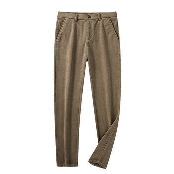 Corduroy muške casual poslovne hlače - ravni kroj, srednji porast, zatvarač, gusto tkivo, smjesa poliester-viskoza-spandeks