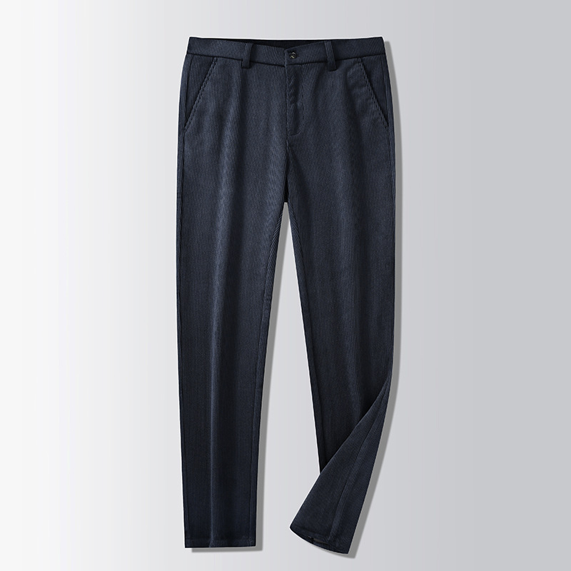 Corduroy muške casual poslovne hlače - ravni kroj, srednji porast, zatvarač, gusto tkivo, smjesa poliester-viskoza-spandeks