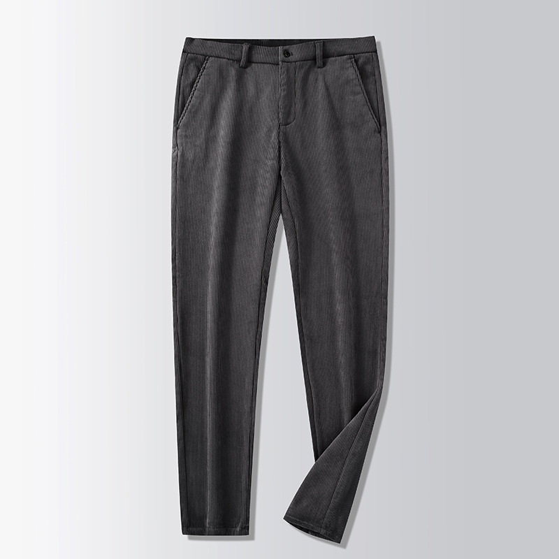 Corduroy muške casual poslovne hlače - ravni kroj, srednji porast, zatvarač, gusto tkivo, smjesa poliester-viskoza-spandeks