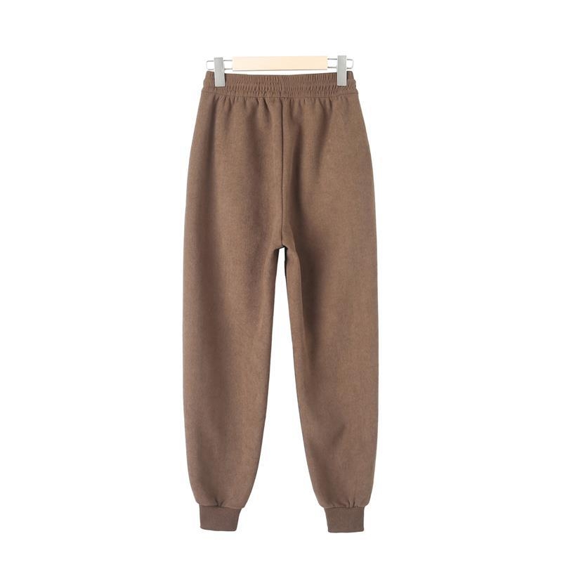 Pantaloni de iarnă pentru femei cu fleece, talie înaltă, croială lejeră, stil casual-elegant, poliester peste 95%