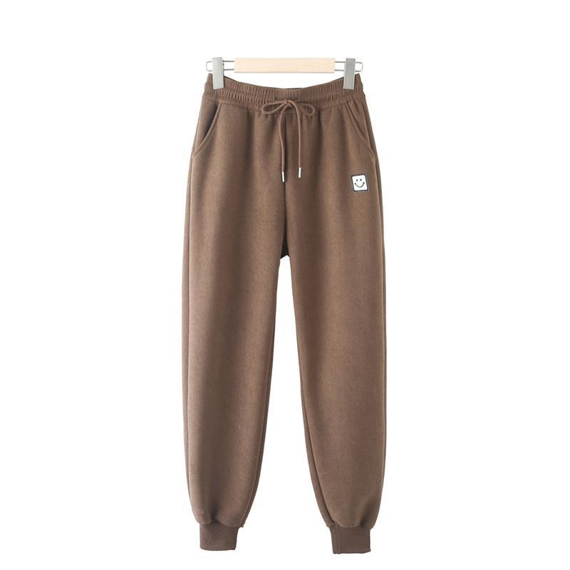 Pantaloni de iarnă pentru femei cu fleece, talie înaltă, croială lejeră, stil casual-elegant, poliester peste 95%