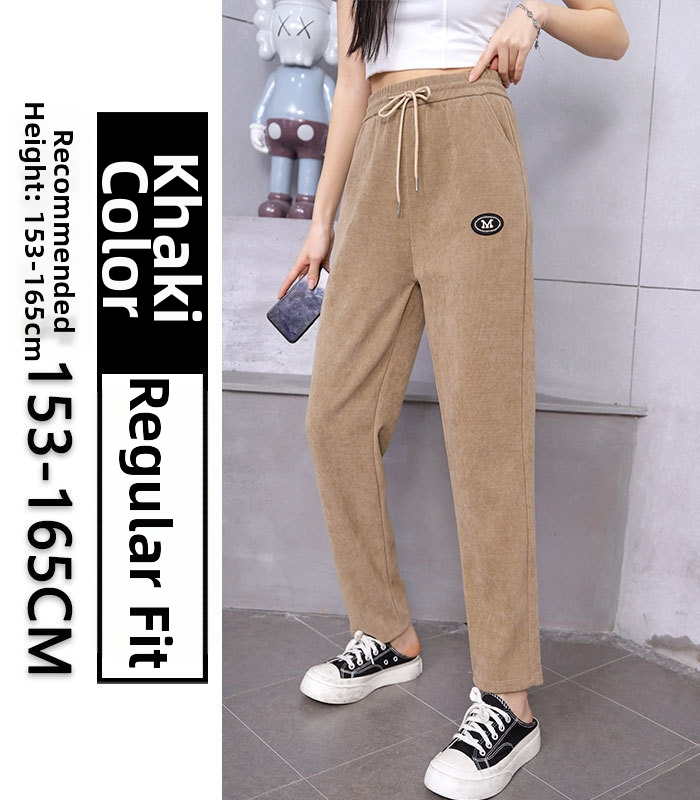 Pantaloni trening kapok velur, croială dreaptă, căptușeală fleece, groși pentru iarnă, amestec poliester 80–90%, Iarnă 2024