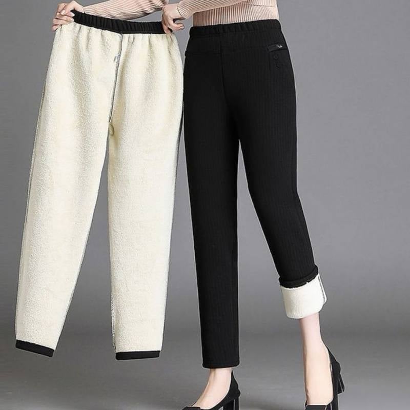 Pantaloni femei din țesătură Wire Cloth, 90-95% poliester, talie medie, stil Hong Kong wind, retro literar-artistic