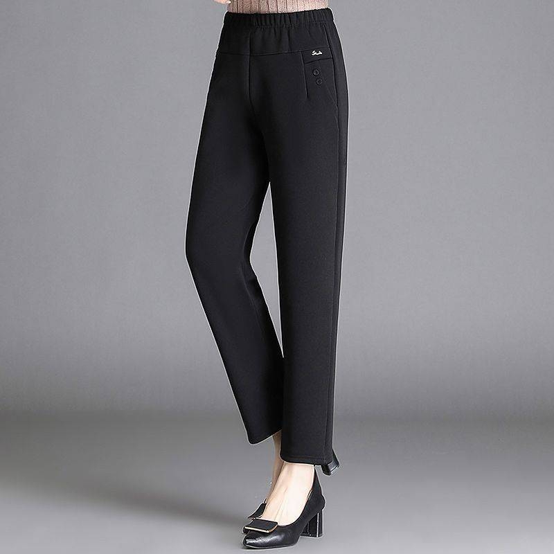 Pantaloni femei din țesătură Wire Cloth, 90-95% poliester, talie medie, stil Hong Kong wind, retro literar-artistic