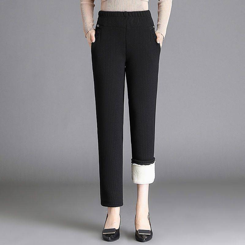 Pantaloni femei din țesătură Wire Cloth, 90-95% poliester, talie medie, stil Hong Kong wind, retro literar-artistic