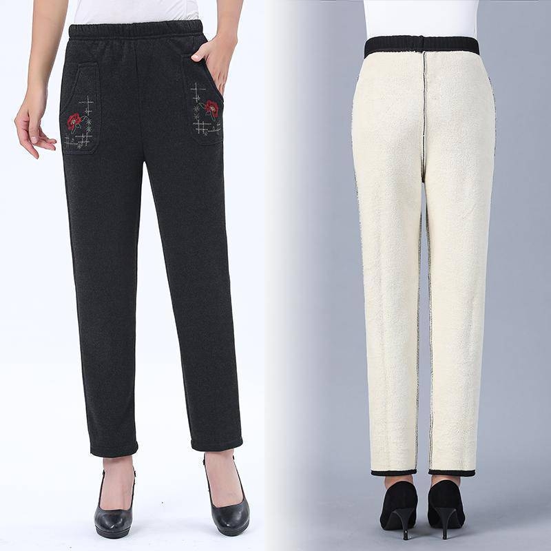 Pantaloni femei din țesătură Wire Cloth, 90-95% poliester, talie medie, stil Hong Kong wind, retro literar-artistic