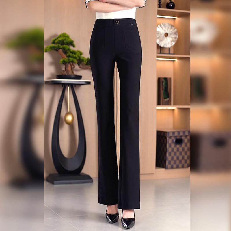 Pantaloni casual din țesătură țesută, microelasticitate, iarnă 2025, stil Royal Sister