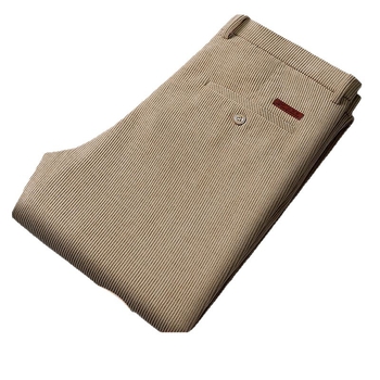 Pantaloni bărbați corduroy, croială dreaptă, talie înaltă, țesătură subțire, elasticitate mare
