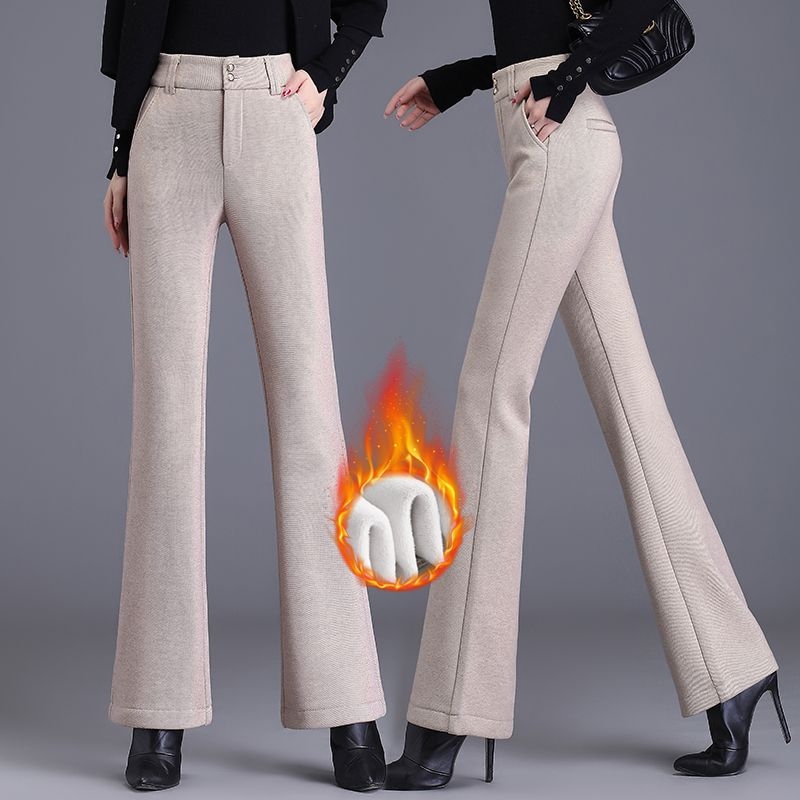 Pantaloni Bootcut pentru femei (țesătură din lână; grosime standard; primăvara 2025)