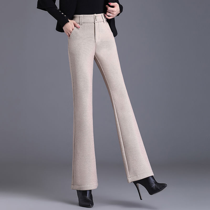 Pantaloni Bootcut pentru femei (țesătură din lână; grosime standard; primăvara 2025)