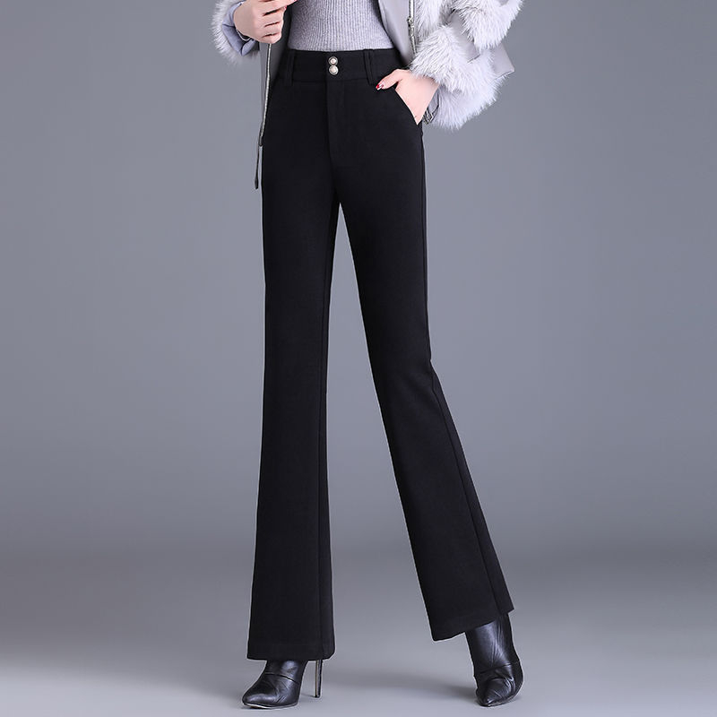 Pantaloni Bootcut pentru femei (țesătură din lână; grosime standard; primăvara 2025)