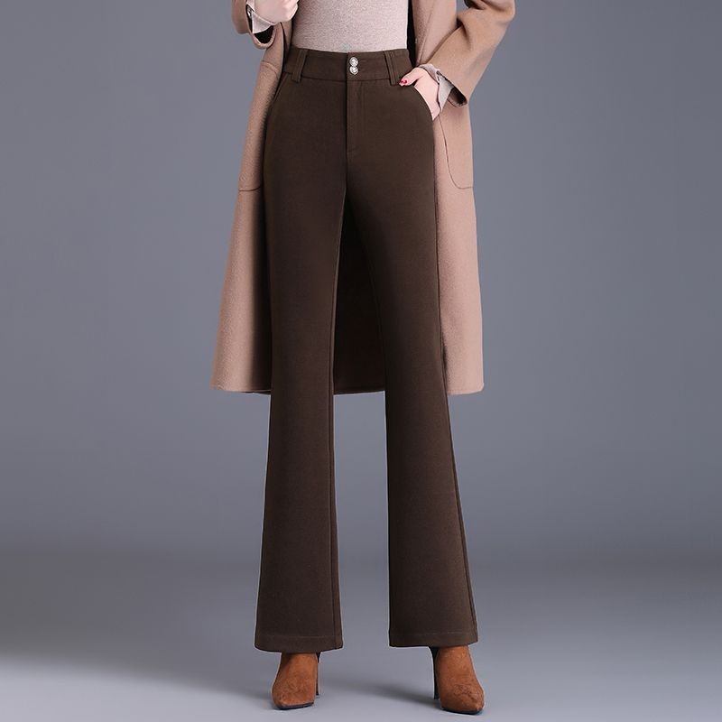 Pantaloni Bootcut pentru femei (țesătură din lână; grosime standard; primăvara 2025)