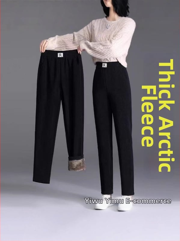 Pantaloni harém din corduroy, largi, groși, iarna 2024, brodate, stil urban