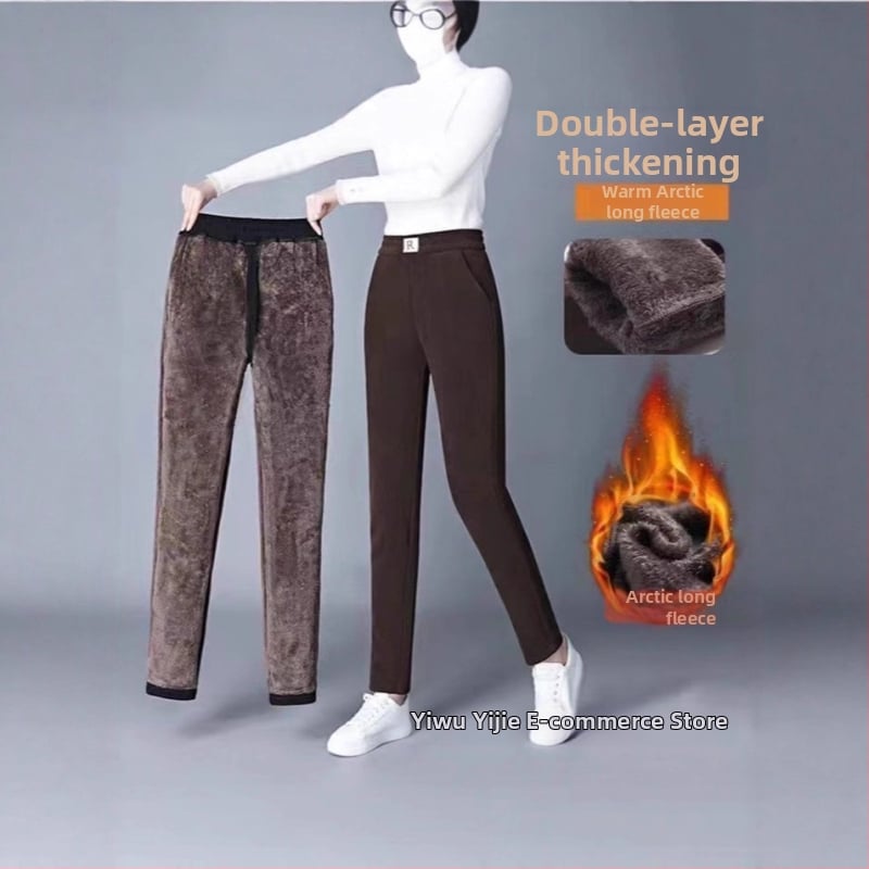 Pantaloni harém din corduroy, largi, groși, iarna 2024, brodate, stil urban