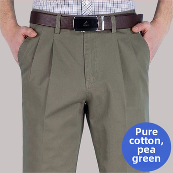 Панталони с прави крачоли от памук-лен смес за зимно бизнес облекло