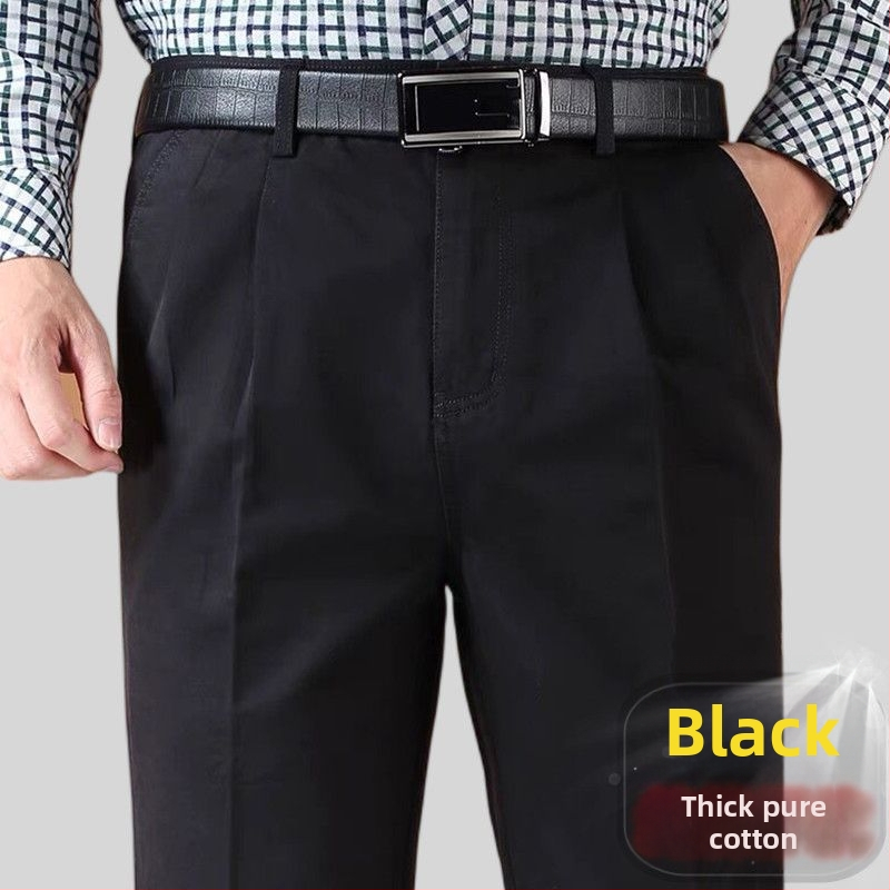 Taisnu kāju bikses no kokvilnas-šķiedras maisījuma ar lina galveno audumu ziemas biznesa apģērbam